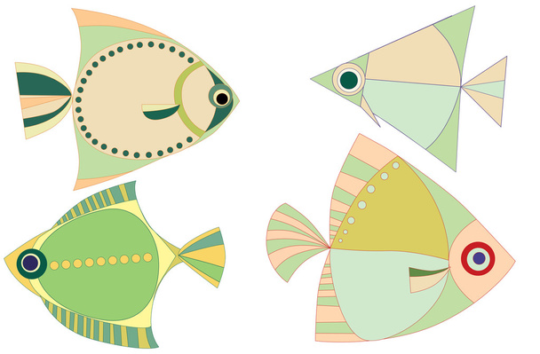 Four marine fish - Vector, Image
