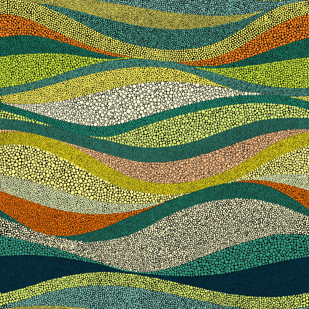 nahtlose Wellenmuster im Pointillismus-Stil. Wellen handgezeichneter Punkt - Vektor, Bild