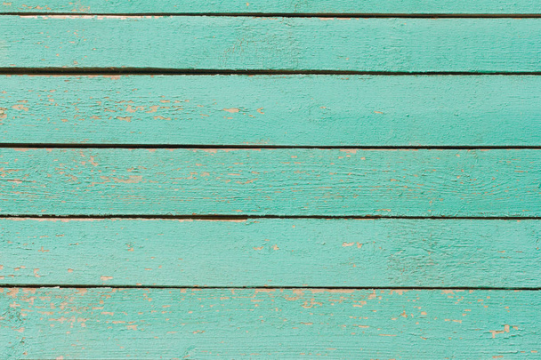 wooden background, old wooden wall, painted blue, with slits and nails - Foto, Bild