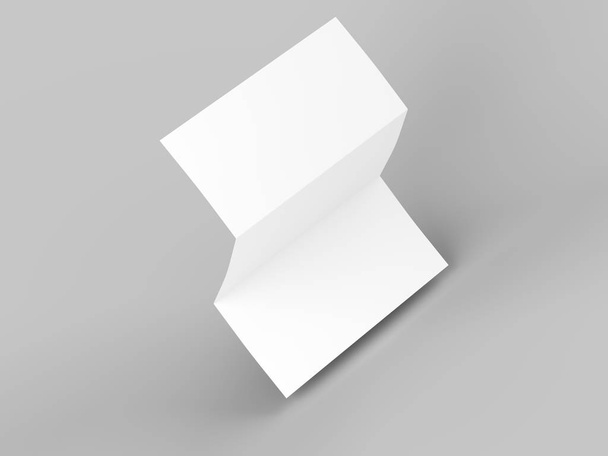 Open driebladige brochure in A4-formaat mockup. 3D illustartion - Foto, afbeelding