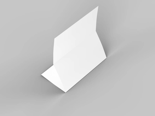 折りたたみ三つ折りパンフレット A4形式のモックアップ.3dイルスタミオン - 写真・画像