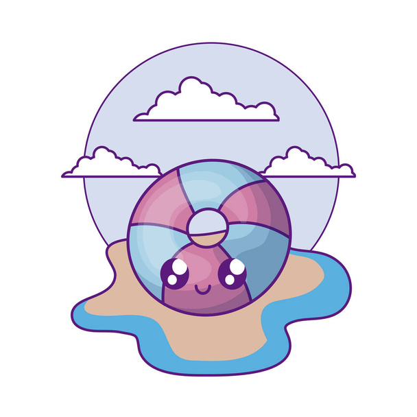 float protection kawaii in the beach - Vector, Image