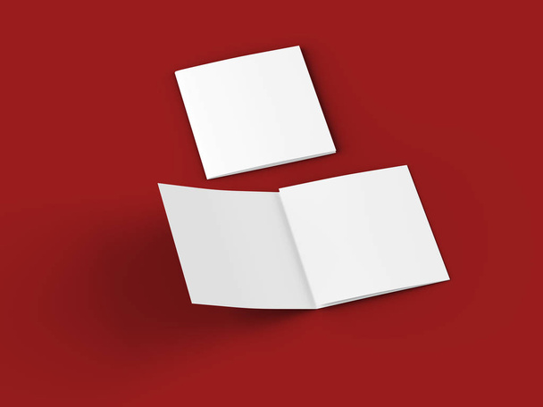Aprire il foglietto tripiegato in formato quadrato. Illustrazione 3d
 - Foto, immagini