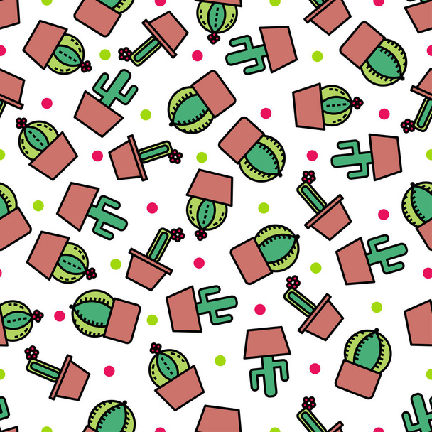 Seamless pattern background with cute cactus, - Vetor, Imagem