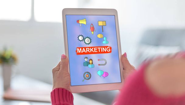 Marketing concept on a tablet - Фото, изображение