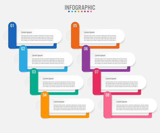 Modèle d'étiquettes infographiques d'entreprise avec 8 options
. - Vecteur, image