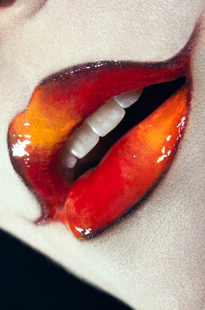 Closeup shot of woman lips with creative makeup - Photo, Image