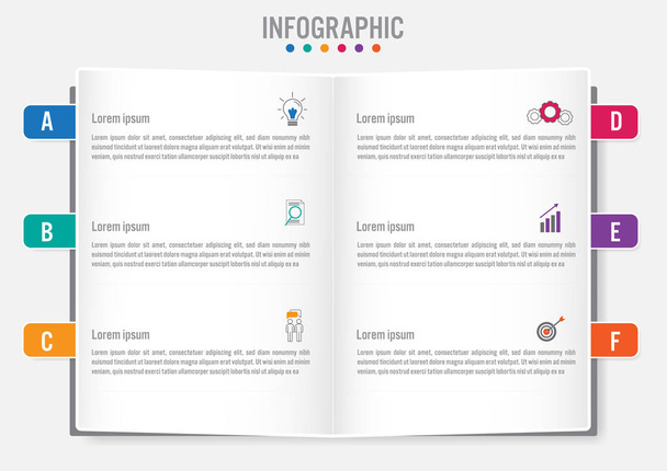 Modelo de infográfico de negócios com 6 opções
 - Vetor, Imagem