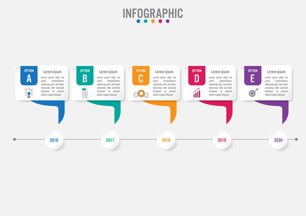 Modello di etichette infografiche aziendali con 5 opzioni
 - Vettoriali, immagini