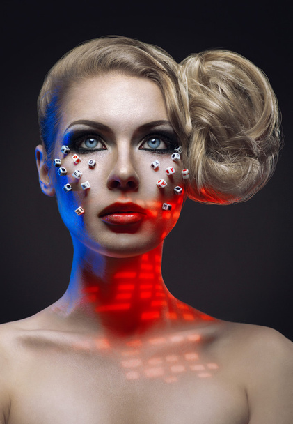 Woman with creative makeup and hairstyle - Foto, immagini