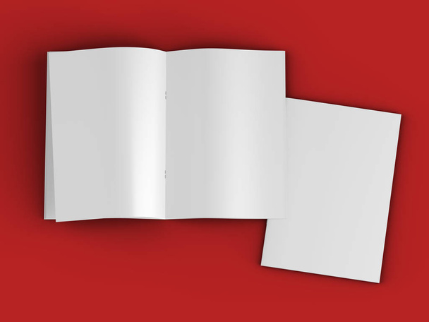 Revista abierta en formato A4, posición vertical. - ilustración 3d
 - Foto, Imagen