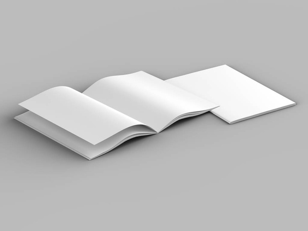 Open magazine in A4 format, vertical position. - 3d illustration - Foto, imagen