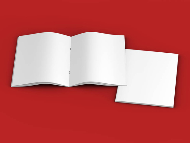 Otevřený časopis ve formátu A4, svislá pozice. -3D ilustrace - Fotografie, Obrázek
