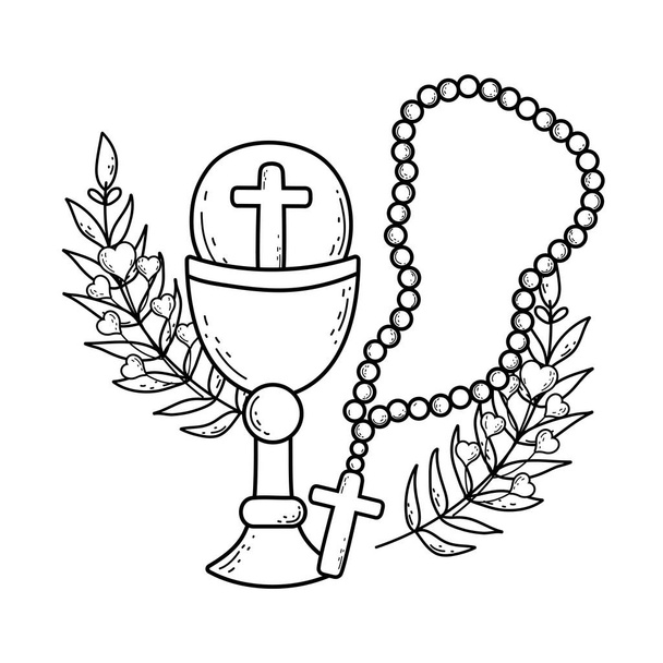 sacred chalice with rosary - Vector, Image