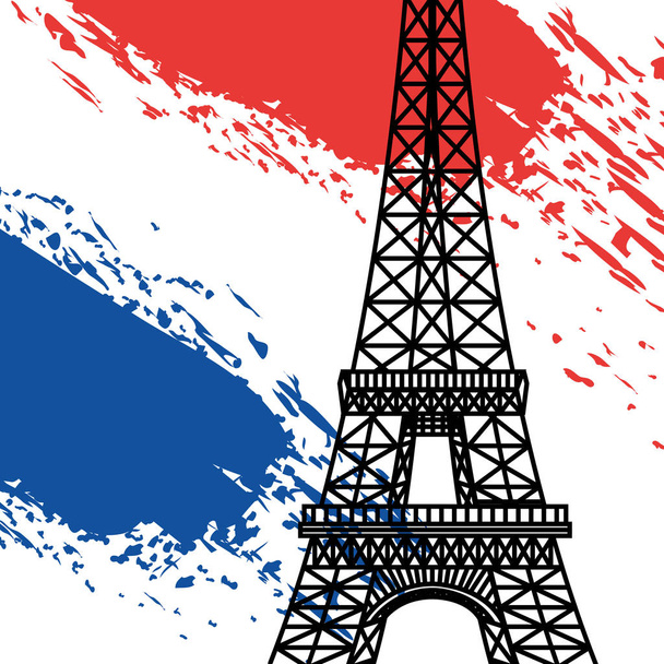 torre eiffel con bandiera francese decorazione vacanza
 - Vettoriali, immagini