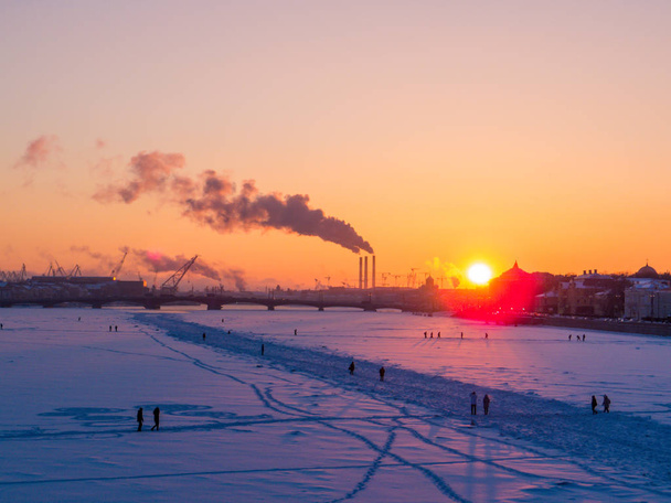 Winter sunset in St. Petersburg, Russia  - Photo, Image