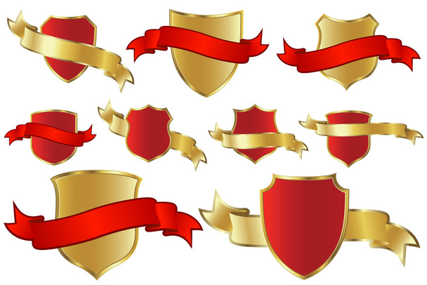 shields and ribbons - Vector, imagen