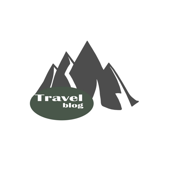 フラットベクトルロゴデザイン - ウェブサイトや旅行ブログのための山。極端な、アクティブな休息。風景アイコンベクトル、山クローズアップ - ベクター画像