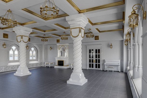 Bankettsaal im Restaurant. 3D-Darstellung - Foto, Bild