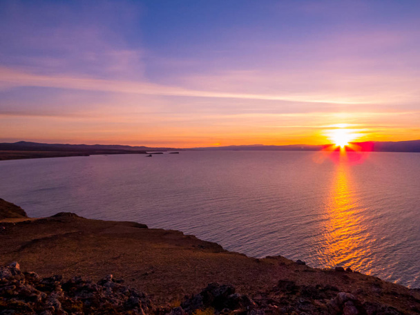 Sunset on the Olkhon Island, Lake Baikal, Siberia, Russia  - Photo, Image