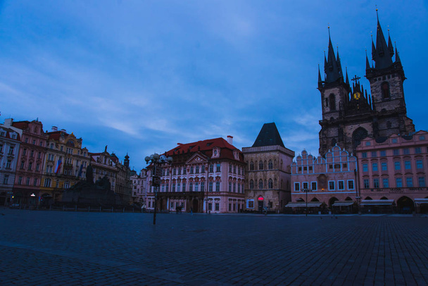 Prague Old Town Square and Church of Mother of God before Tyn in Prague, Czech Republic. - Zdjęcie, obraz