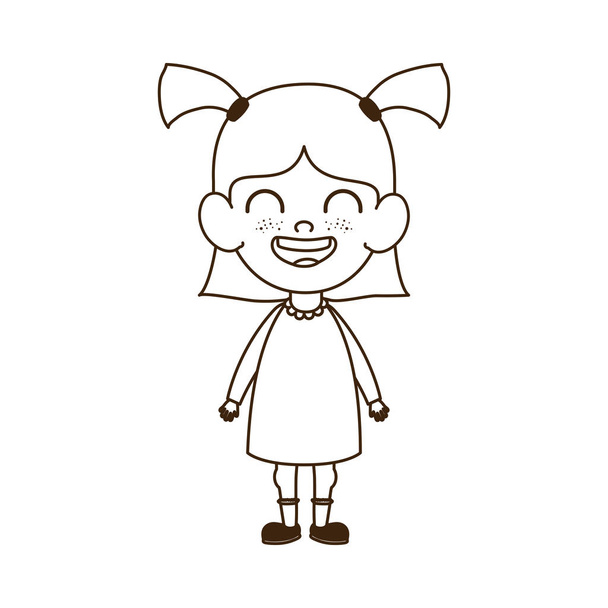 sylwetka Baby Girl stojący uśmiechnięty na białym tle - Wektor, obraz