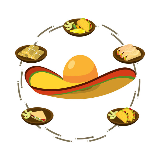 おいしいメキシコ料理漫画 - ベクター画像