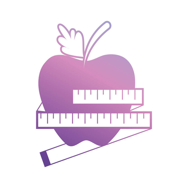 line apple fruit with tape measuring - Vector, Image