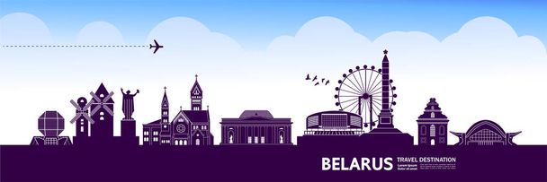 Λευκορωσία ταξιδιωτικό προορισμό μεγάλη απεικόνιση διάνυσμα. - Διάνυσμα, εικόνα