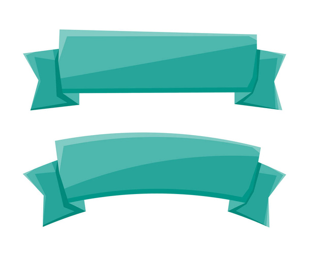 two ribbons straight and curved in flat - Vector, Image