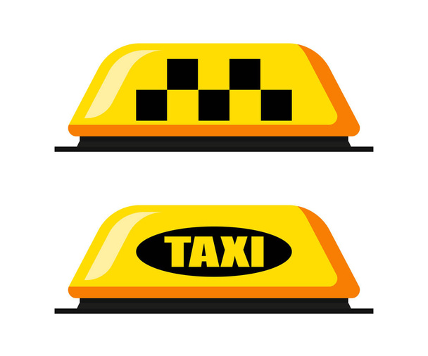 白い背景にフラットに設定されたタクシーチェッカー - ベクター画像