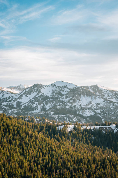 View of snowy mountains in the Wasatch Range of the Rocky Mounta - Foto, afbeelding