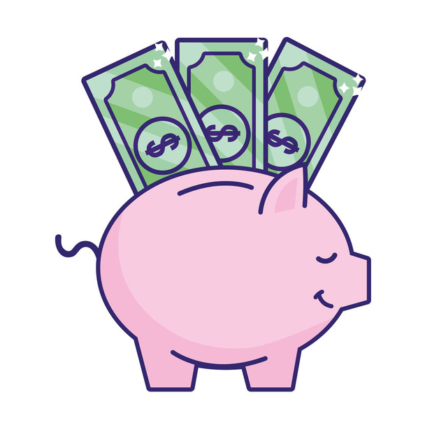 saving money cartoon - Vector, Image
