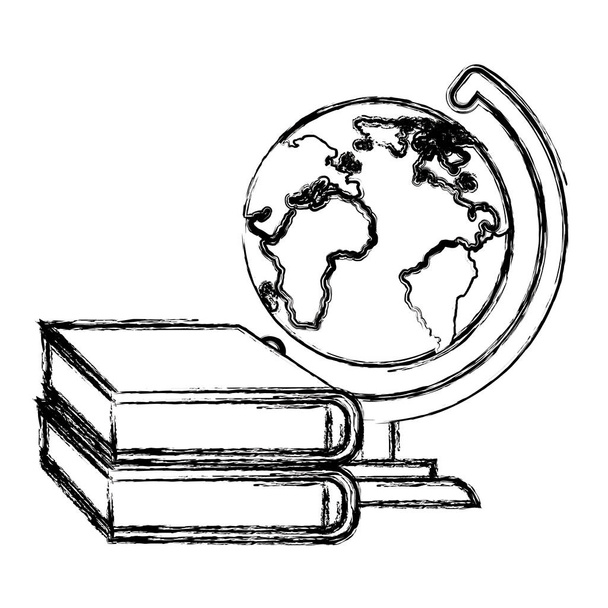 livros pilha escolar com planeta mundial
 - Vetor, Imagem