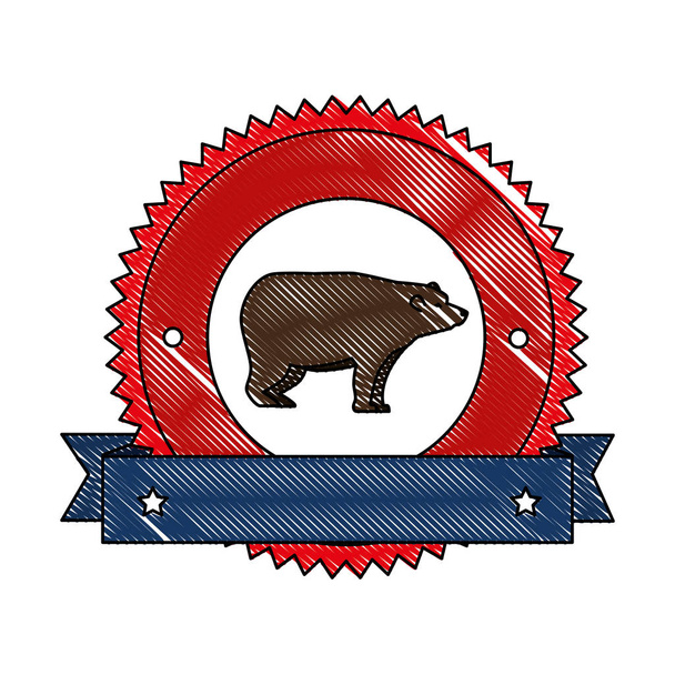oso salvaje pardo con marco de cinta
 - Vector, imagen
