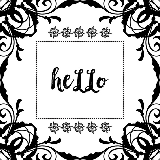 Vector illustration greeting card hello with ornament design wreath frame - Vector, Image