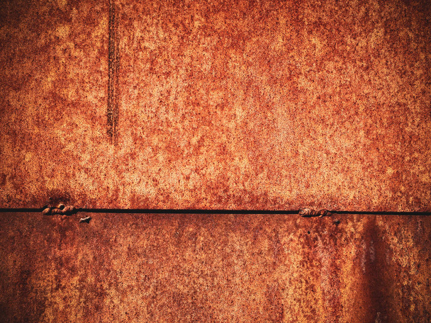 old rusting with peeling paint metal blank designer background - Φωτογραφία, εικόνα