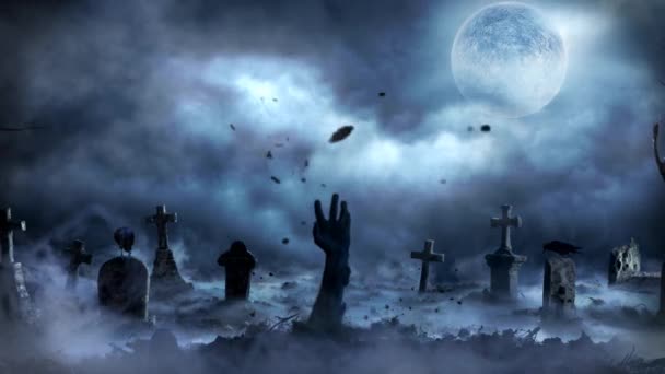 Zombie ręka rosnące na cmentarzu - Materiał filmowy, wideo