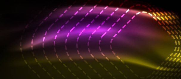 Neon kwadrat kształty linie na świecące światło tło - Wektor, obraz