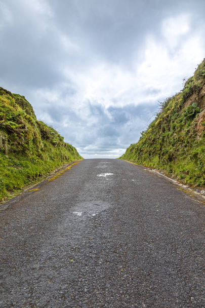 The road rises up to the horizon, Sao Miguel Island, Azores - Photo, Image