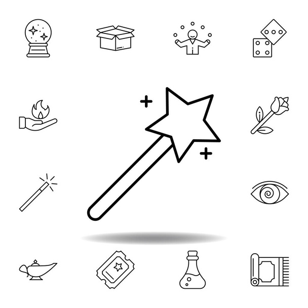 ikoně kouzelné hůlky. prvky kouzelné ikony čáry na ilustraci. značky, symboly mohou být použity pro web, logo, mobilní aplikace, UI, UX - Vektor, obrázek