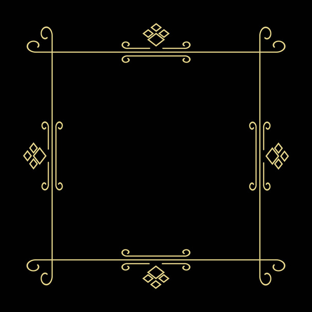 Golden thin frame on black background  - Vettoriali, immagini