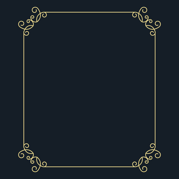 Golden thin frame on black background  - Διάνυσμα, εικόνα