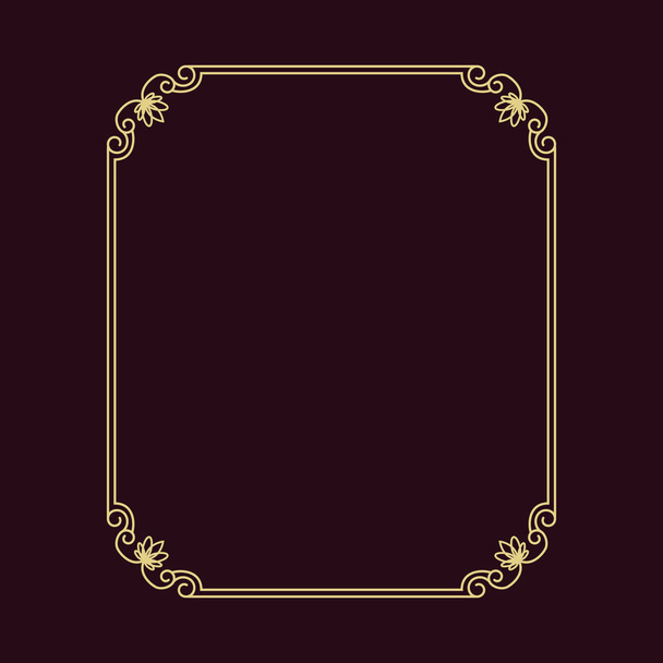 Golden thin frame on black background  - Vector, Image