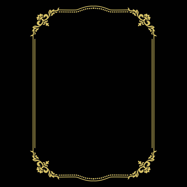 Golden thin frame on black background  - Vector, imagen