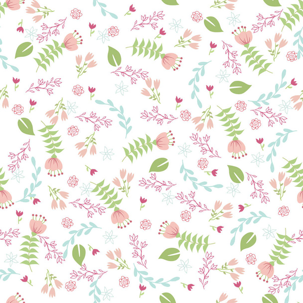 Colorful creative seamless pattern with flowers, textured background - Vector, Image