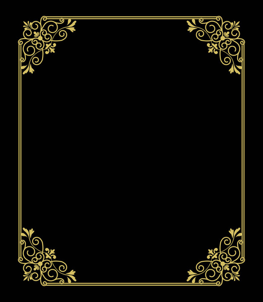 Golden thin frame on black background  - Vettoriali, immagini