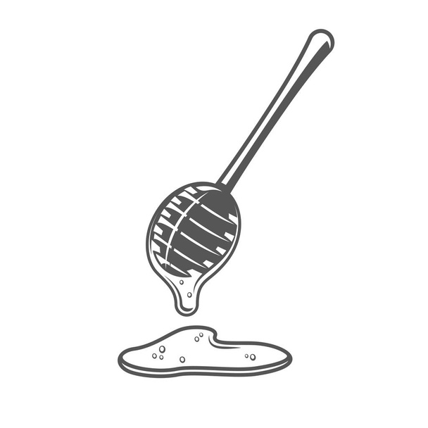 Cuchara de miel aislada sobre fondo blanco
 - Vector, imagen