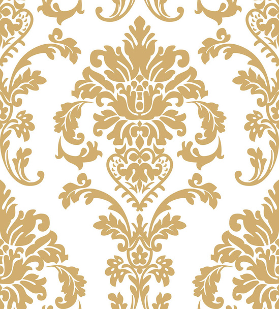 Seamless pattern with filigree curly damask ornament isolated on white background - Vettoriali, immagini