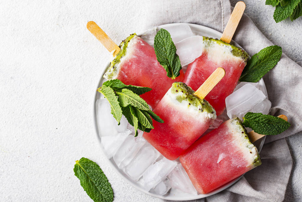Homemade popsicles in shape of watermelon - Photo, Image